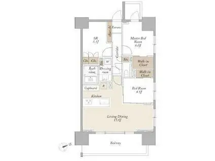 ライトテラス新宿御苑(2SLDK/8階)の間取り写真