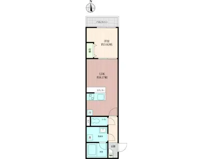 TRINITY 袋山(1LDK/2階)の間取り写真