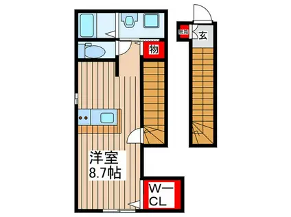 コスモヒルズ(ワンルーム/2階)の間取り写真