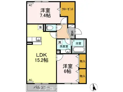 ヴァイオレット(2LDK/3階)の間取り写真