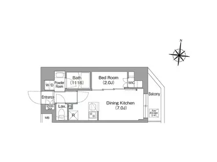 コンフォリア・リヴ大崎(1DK/2階)の間取り写真