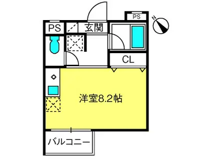 クリスタルマンションみずほ台(ワンルーム/2階)の間取り写真