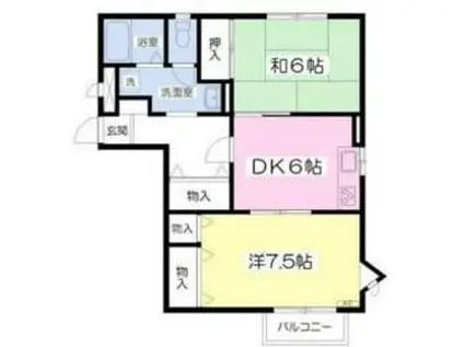 スウィート・ホームII(2DK/2階)の間取り写真