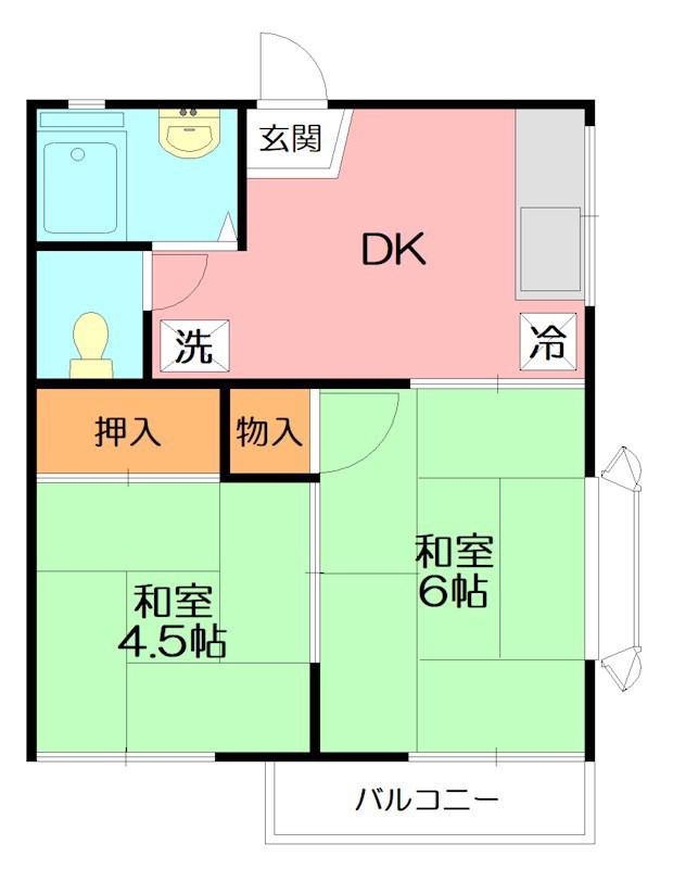 湘南ハイツ(2DK/2階)の間取り写真