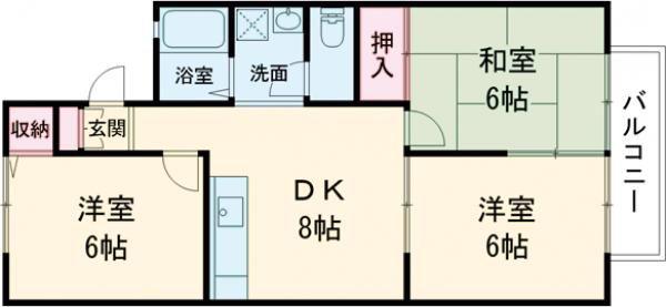 シャルムコート(3DK/2階)の間取り写真