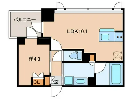 クレストコート旗の台(1LDK/2階)の間取り写真