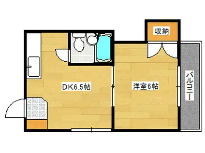 水上ビル(1DK/2階)の間取り写真