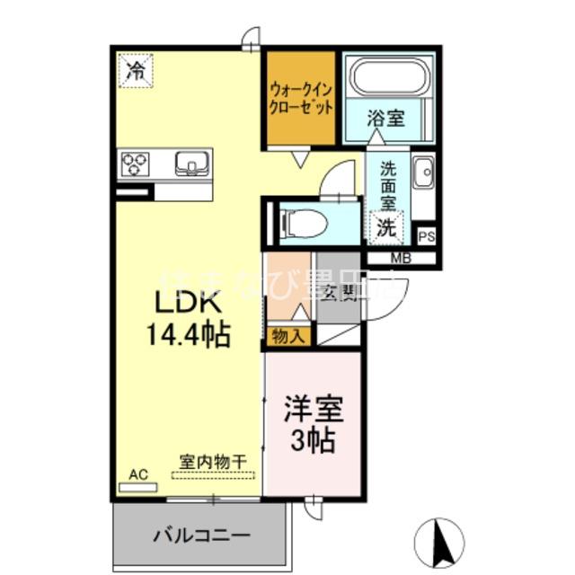 フルール B棟(1LDK/2階)の間取り写真