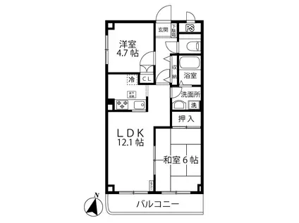 ライリッヒ・フーガ(2LDK/1階)の間取り写真