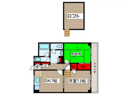 アレックスシュロス(2DK/6階)の間取り写真