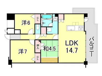 アルファステイツ仁川駅前(3LDK/3階)の間取り写真