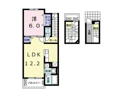 ラ・ネージュ II(1LDK/3階)の間取り写真