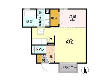 カーサ ヴィアーレ(1LDK/1階)の間取り写真