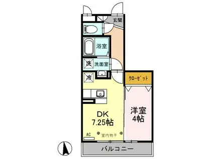 ロックパインB(1DK/3階)の間取り写真