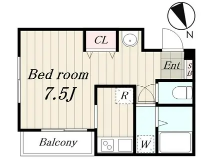 KANAME BEAUT SIDE(1K/3階)の間取り写真