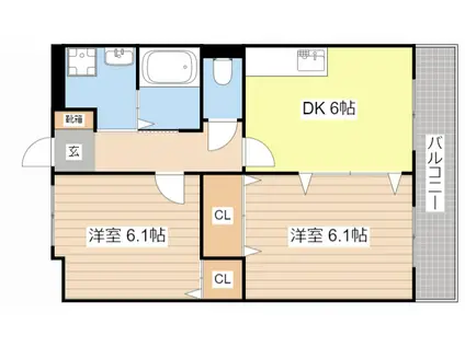 エスポワールプレース(2DK/1階)の間取り写真