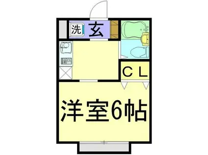 ヒルトップ(1K/2階)の間取り写真