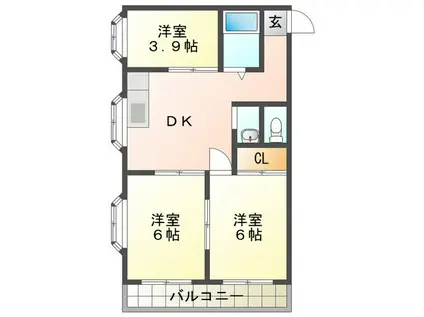 ロイヤルハイツ舞(3DK/2階)の間取り写真