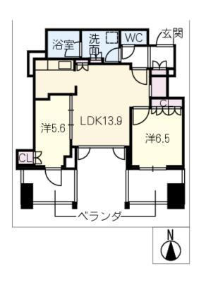 プラウドタワー名駅502 503(2LDK/5階)の間取り写真