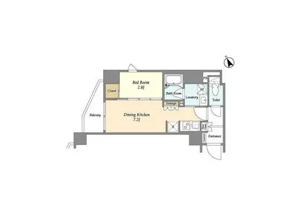 アジュールテラス門前仲町(1DK/4階)の間取り写真