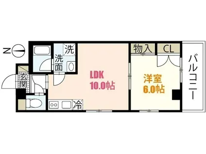 SANサウスSILENCE(1LDK/6階)の間取り写真