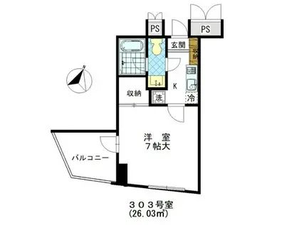 カザルス・スクエア(1K/3階)の間取り写真