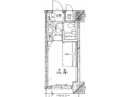 ホーユウコンフォルト相模原Ⅱ(1K/9階)の間取り写真