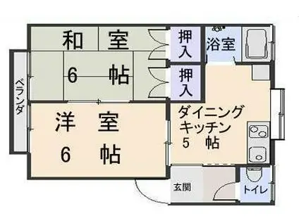 メゾンキャッスルA棟(2DK/2階)の間取り写真