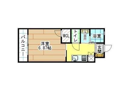  飛幡ブレイン(1K/1階)の間取り写真