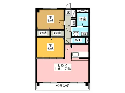 プレミール23(2LDK/3階)の間取り写真