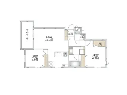 尼崎市塚口町1丁目ヘーベルメゾン(2LDK/2階)の間取り写真