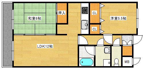 SS八木ハイツ(2LDK/4階)の間取り写真