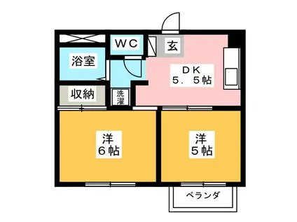 アオキハウス(2DK/1階)の間取り写真