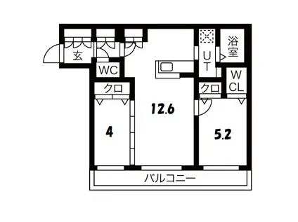 アルファスクエア菊水2条(2LDK/4階)の間取り写真