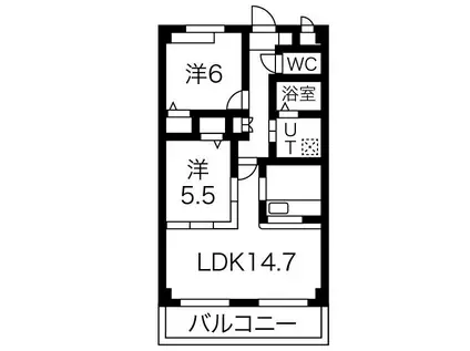 クレセール ウエスト(2LDK/1階)の間取り写真