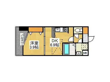 ギャランティー21博多 ORIENT BLD NO66(1DK/13階)の間取り写真