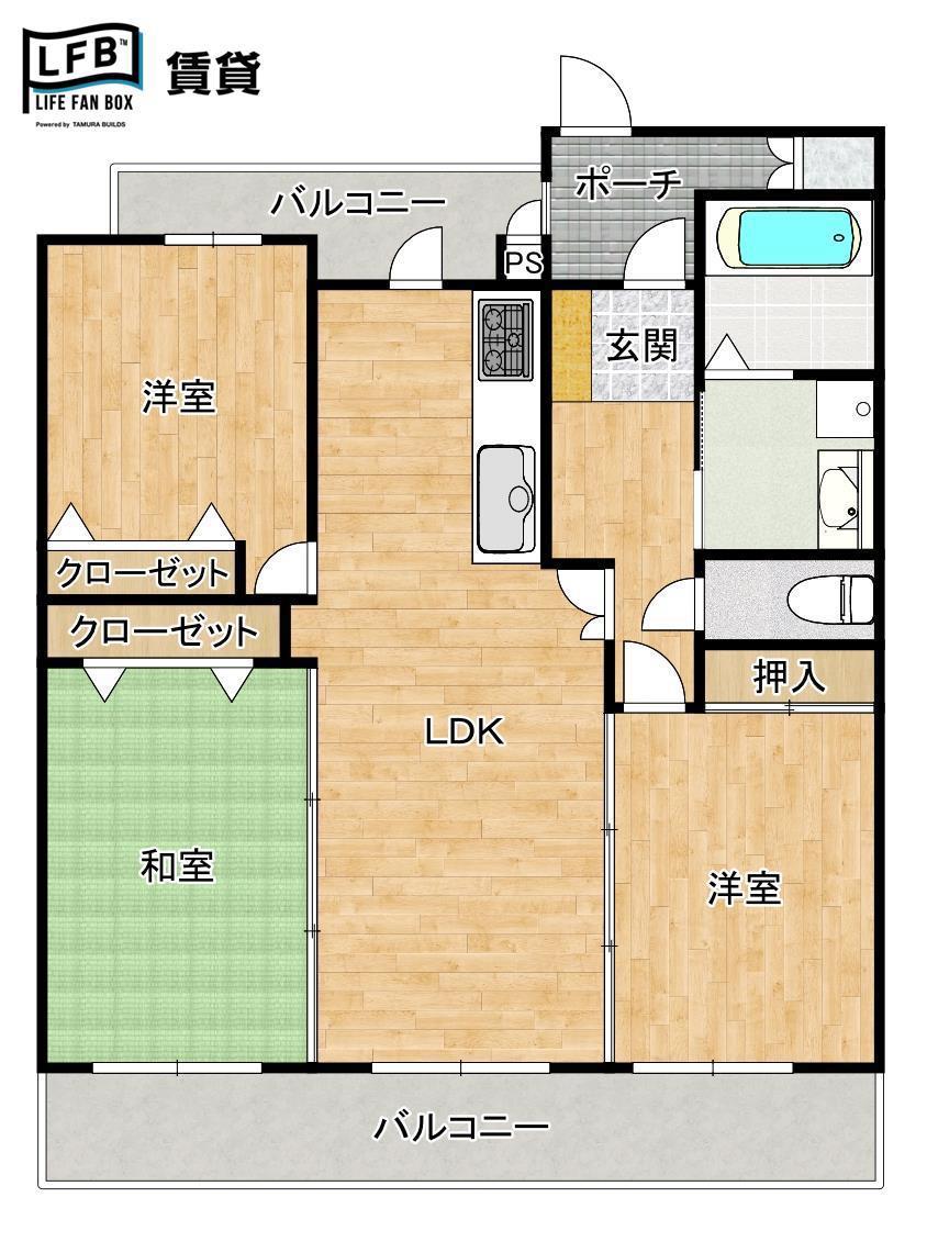 アドバンス21ヴェルテ白石 壱番館(3LDK/10階)の間取り写真