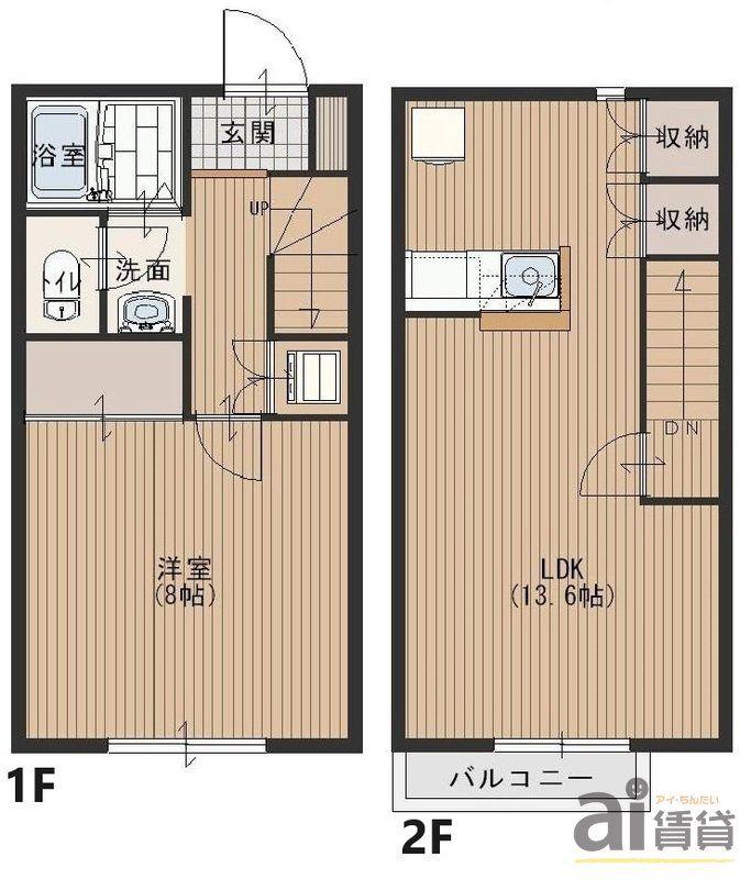 ブローテ川越I(1LDK/1階)の間取り写真