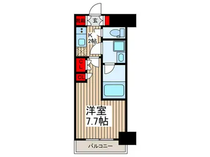 プラウドフラット月島アベニュー(1K/5階)の間取り写真