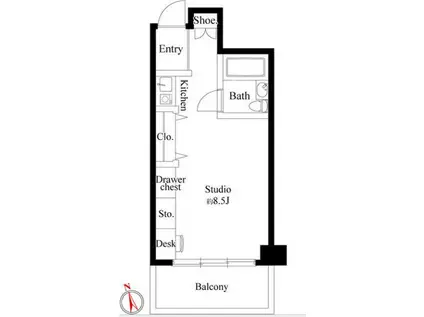 クレセントコート川崎(ワンルーム/4階)の間取り写真