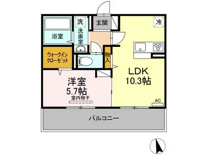 サン・グレース皆実I(1LDK/3階)の間取り写真