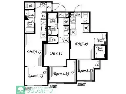 フローレンスベリー町田(1DK/1階)の間取り写真