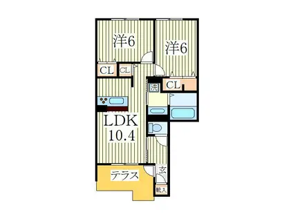 HANABUSA I(2LDK/1階)の間取り写真