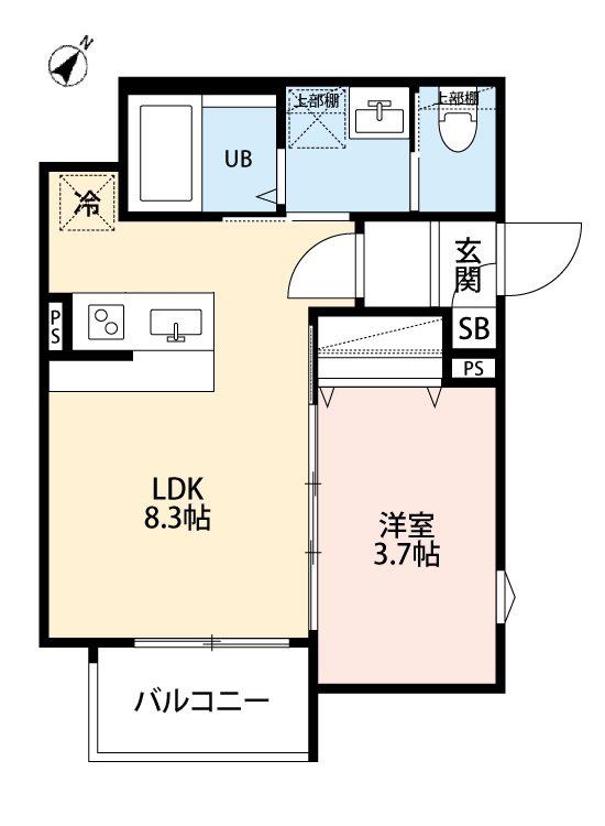 ノードテラス東所沢(1LDK/1階)の間取り写真