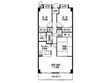 乙菊 オトギク(3LDK/3階)の間取り写真