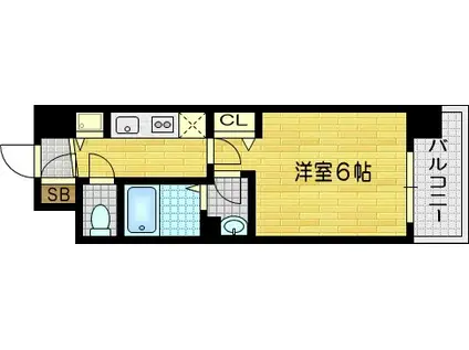 アクアプレイス京都西院(1K/4階)の間取り写真