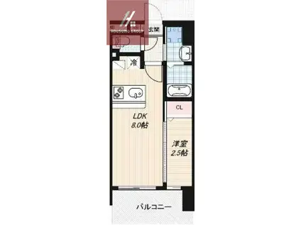 LUXE玉造南(1LDK/11階)の間取り写真