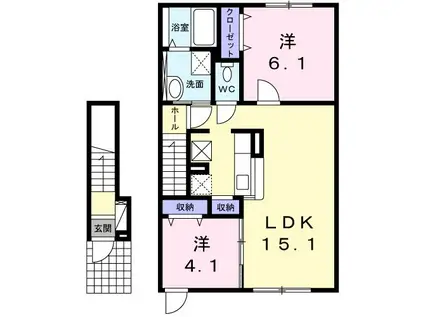 フェリシタ(2LDK/2階)の間取り写真
