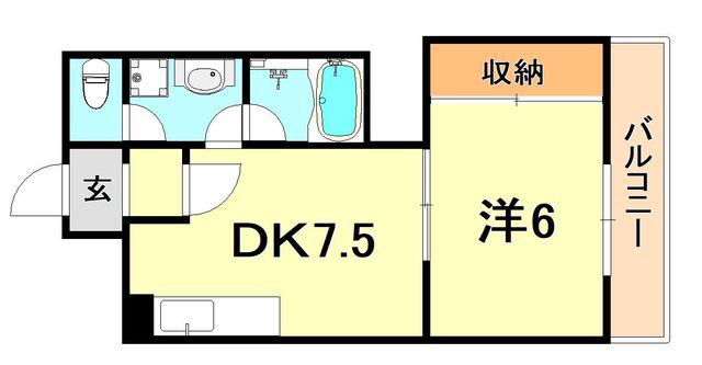 インテリアハシモトビル(1DK/2階)の間取り写真