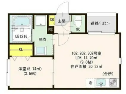 HT笠寺町(1LDK/1階)の間取り写真